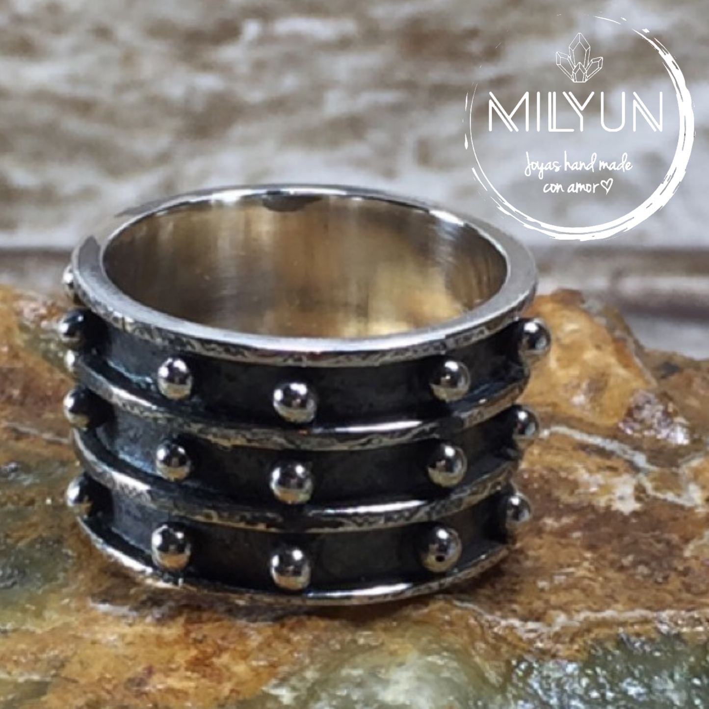 Anillo Orbital Plata 980 Hecho a mano.