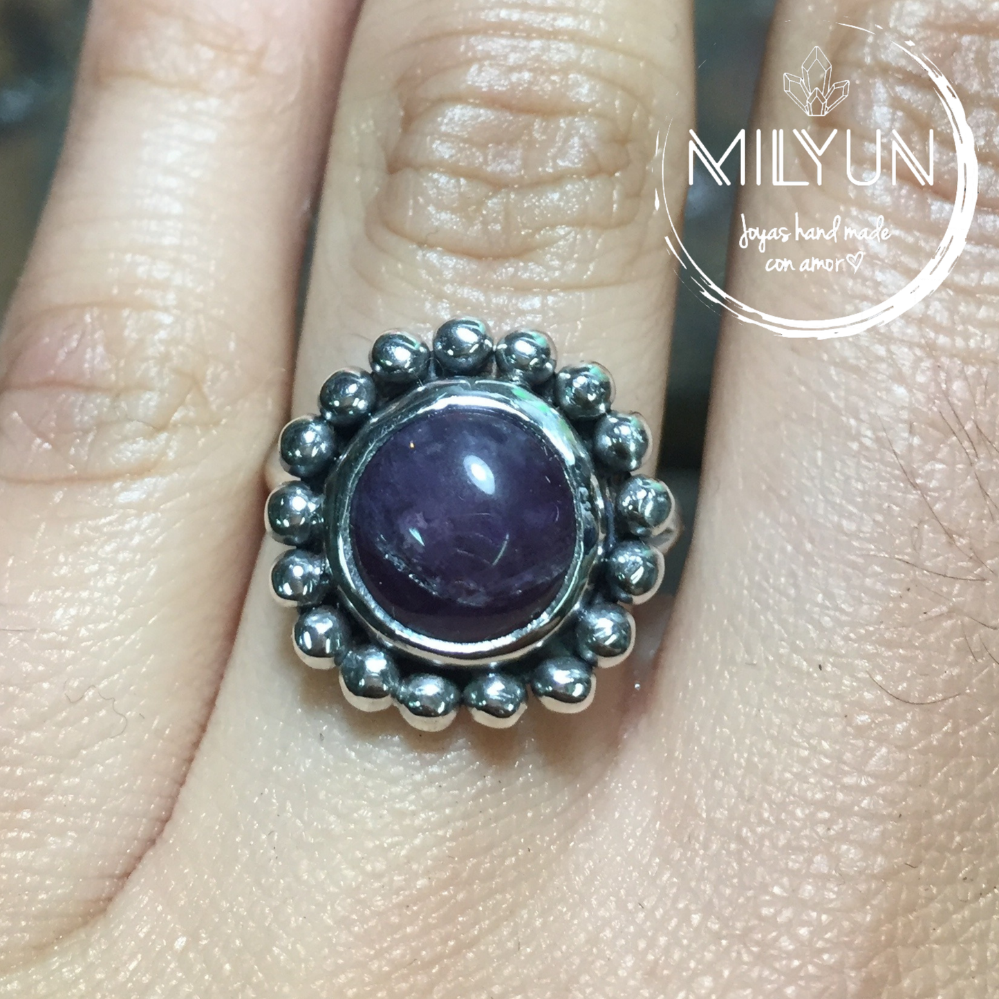 Anillo Esférica plata de 980 Hecho a mano.